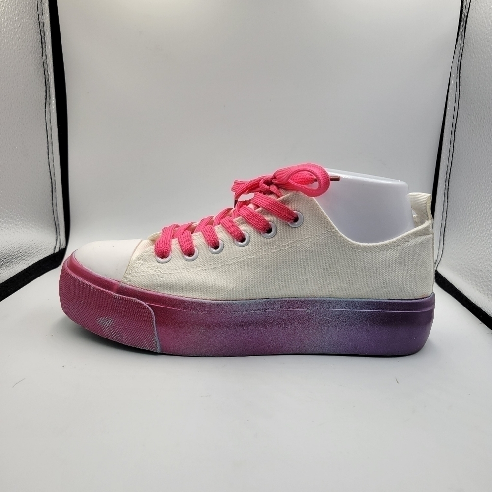 Olivia Miller Shoes Sneakers Gazelle White Canvas Colored Ombre Casual Womens 7 - Picture 5 of 10